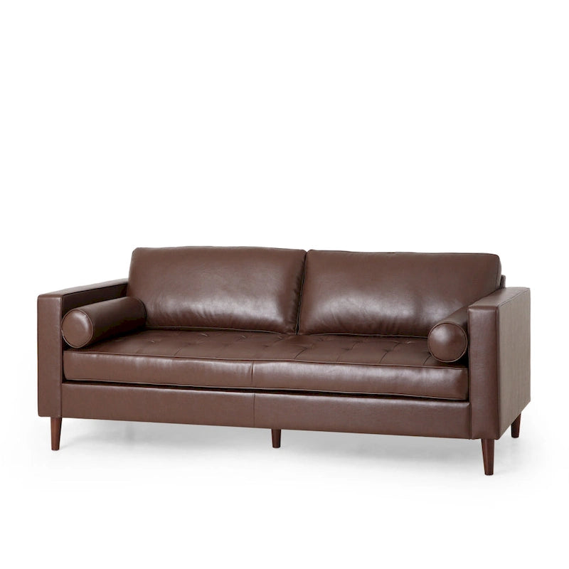 Canapé 3 places de 82,25" avec revêtement en cuir PU et pieds en bois
