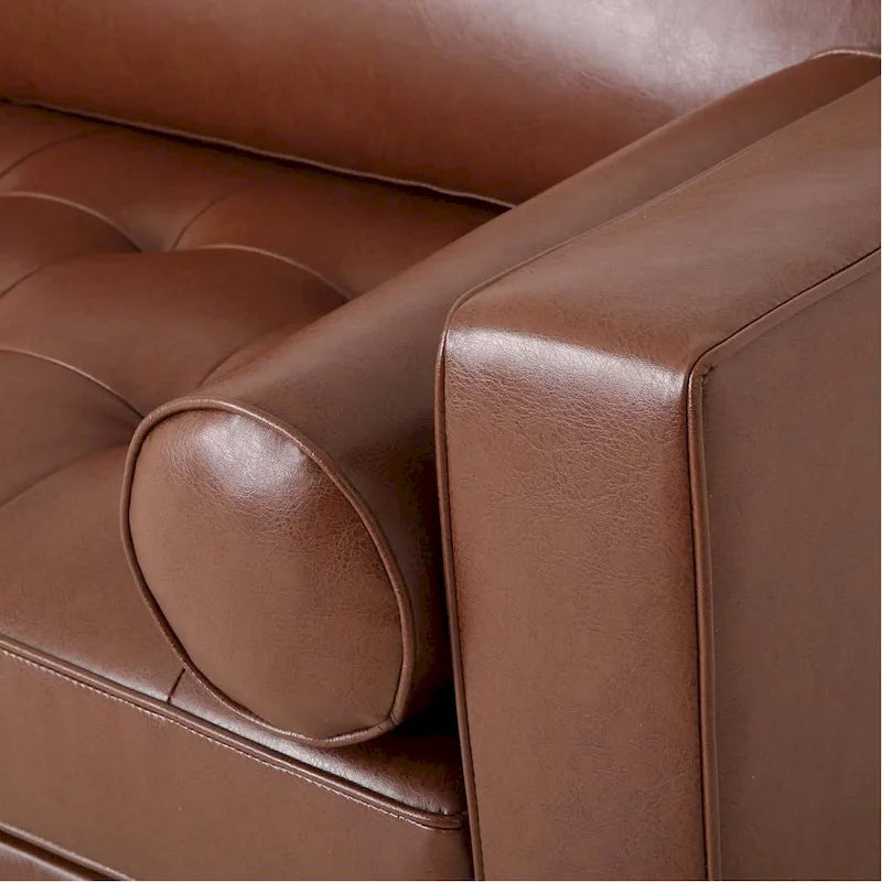 Canapé 3 places de 82,25" avec revêtement en cuir PU et pieds en bois