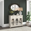 Buffet bahut de 117 cm avec portes vitrées — chêne blanc lin