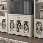 Buffet bahut de 117 cm avec portes vitrées — chêne blanc lin