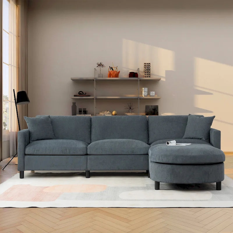 Canapé sectionnel avec pouf et coussins amovibles