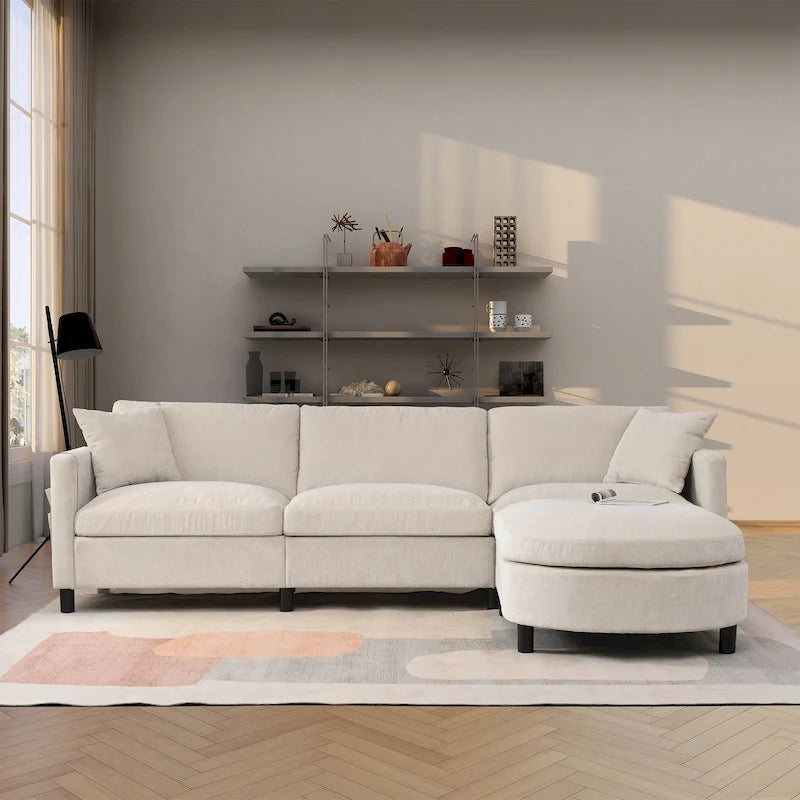 Canapé sectionnel avec pouf et coussins amovibles