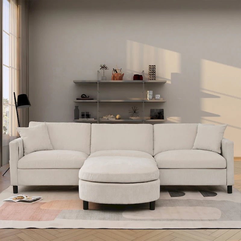 Canapé sectionnel avec pouf et coussins amovibles