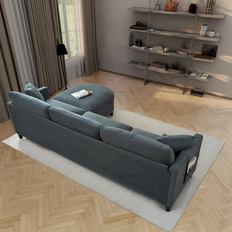 Canapé sectionnel avec pouf et coussins amovibles