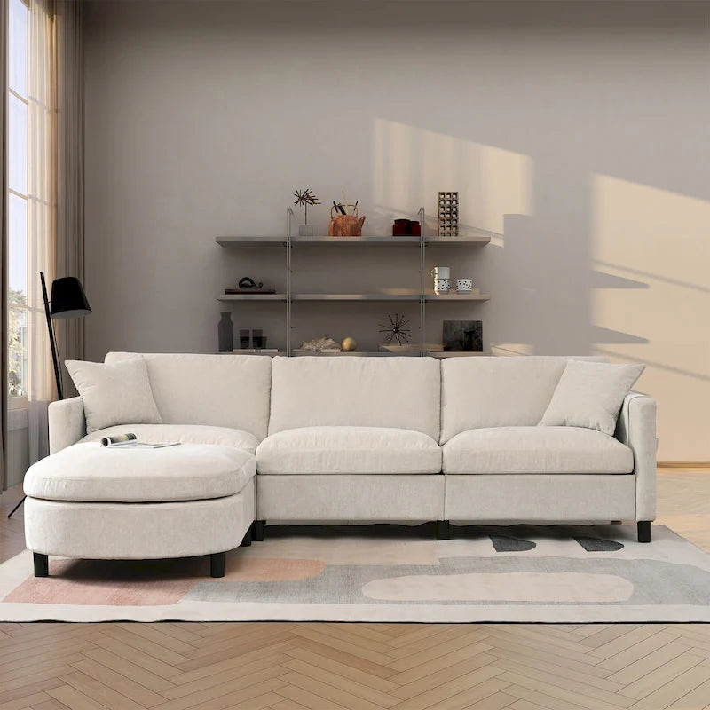 Canapé sectionnel avec pouf et coussins amovibles