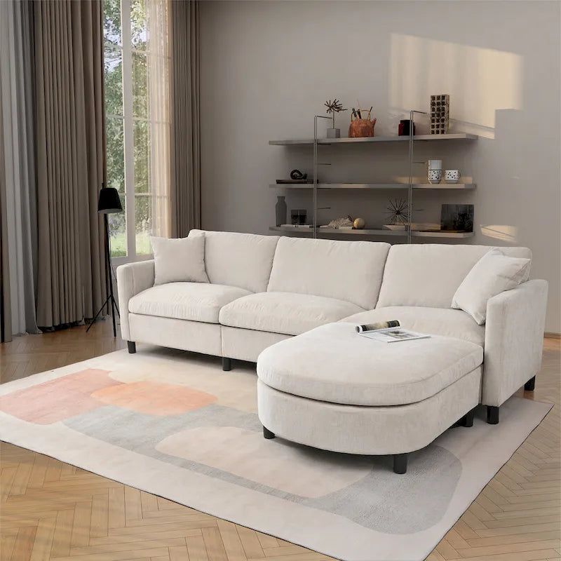 Canapé sectionnel avec pouf et coussins amovibles