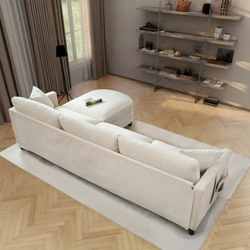 Canapé sectionnel avec pouf et coussins amovibles