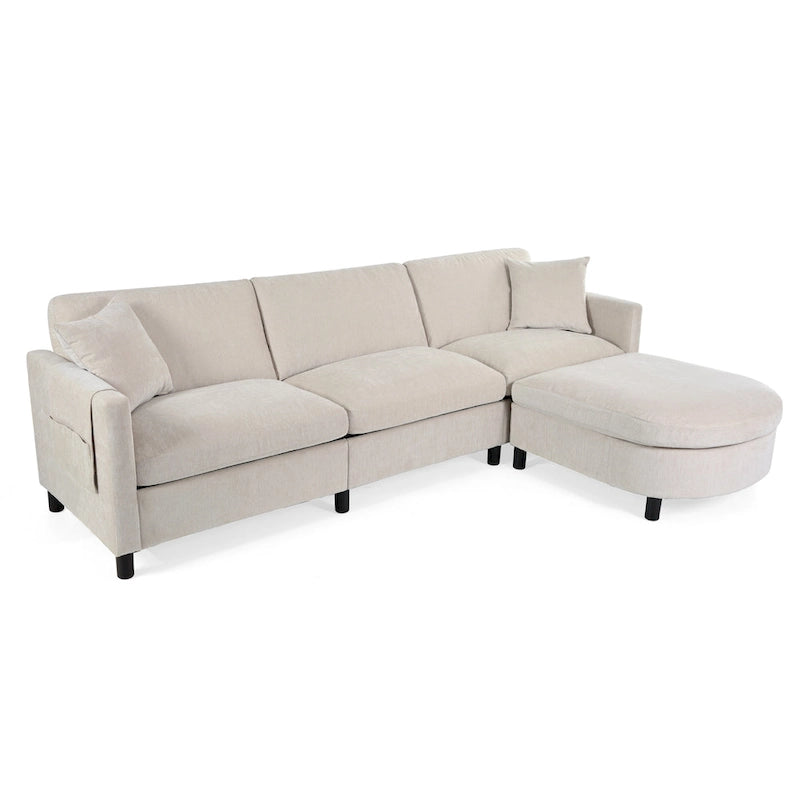 Canapé sectionnel avec pouf et coussins amovibles