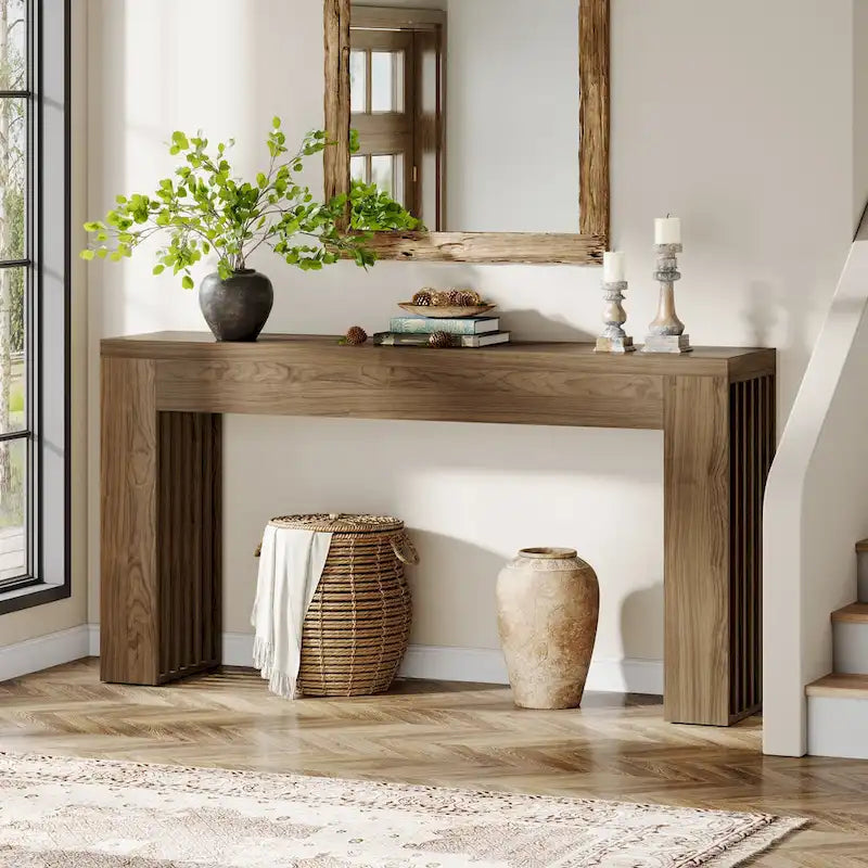 Console de 59 po avec plateau en bois d'ingénierie