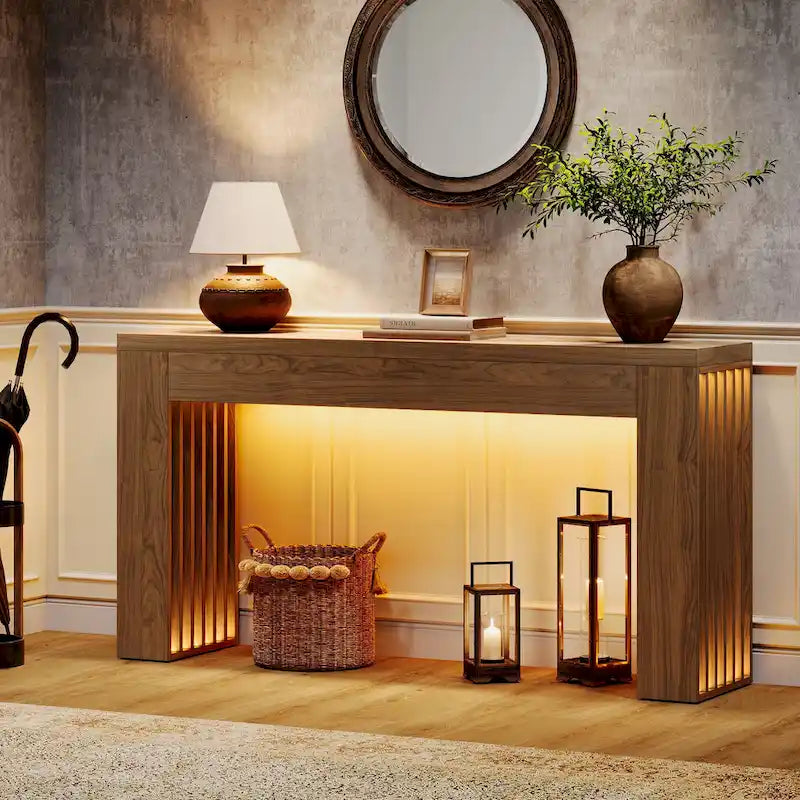Console de 59 po avec plateau en bois d'ingénierie