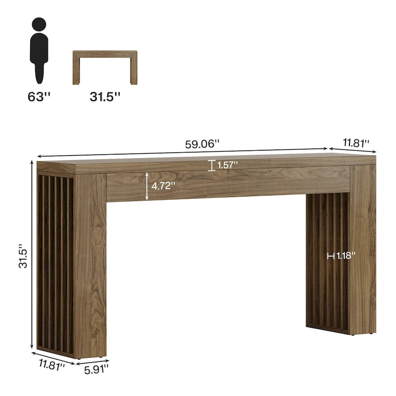 Console de 59 po avec plateau en bois d'ingénierie
