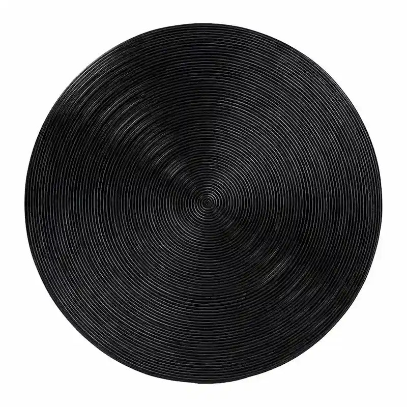 Table basse en rotin naturel laminé - Design tambour rond pour salon