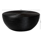 Table basse en rotin naturel laminé - Design tambour rond pour salon