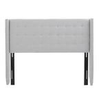 Tête de lit capitonnée en tissu avec ailes, cloutée, réglable, pour grand lit/grand lit deux places