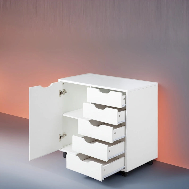 Meuble de rangement 5 tiroirs sur roulettes