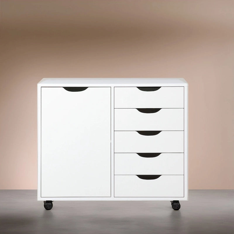 Meuble de rangement 5 tiroirs sur roulettes