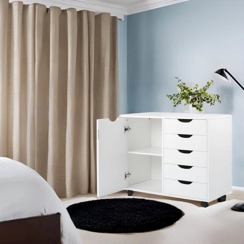 Meuble de rangement 5 tiroirs sur roulettes