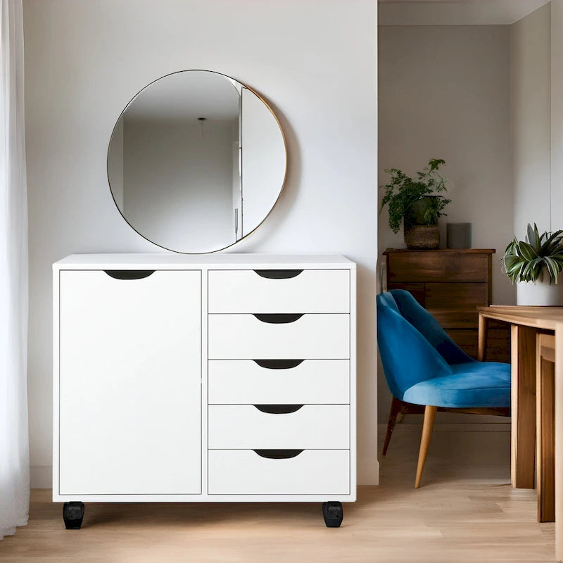 Meuble de rangement 5 tiroirs sur roulettes
