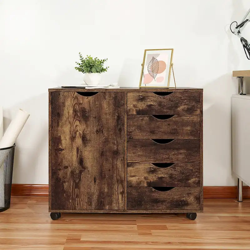 Meuble de rangement 5 tiroirs sur roulettes