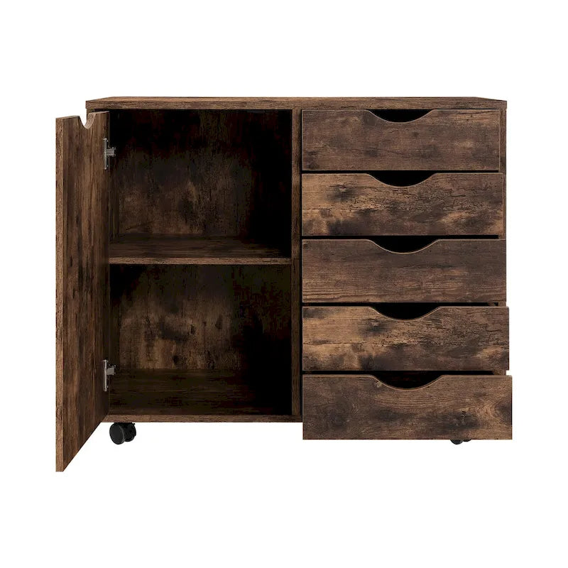 Meuble de rangement 5 tiroirs sur roulettes