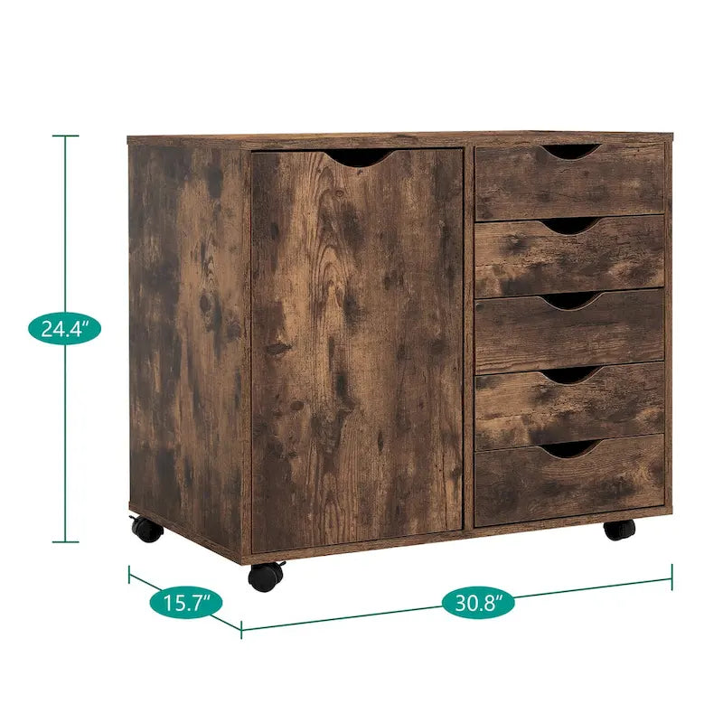 Meuble de rangement 5 tiroirs sur roulettes