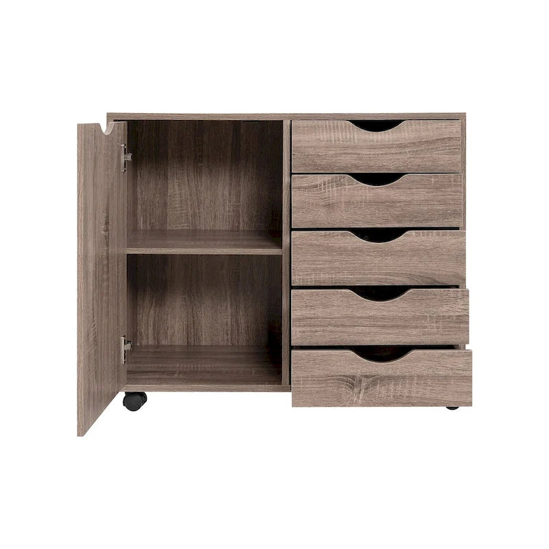 Meuble de rangement 5 tiroirs sur roulettes