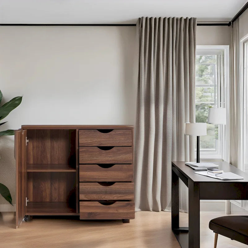 Meuble de rangement 5 tiroirs sur roulettes