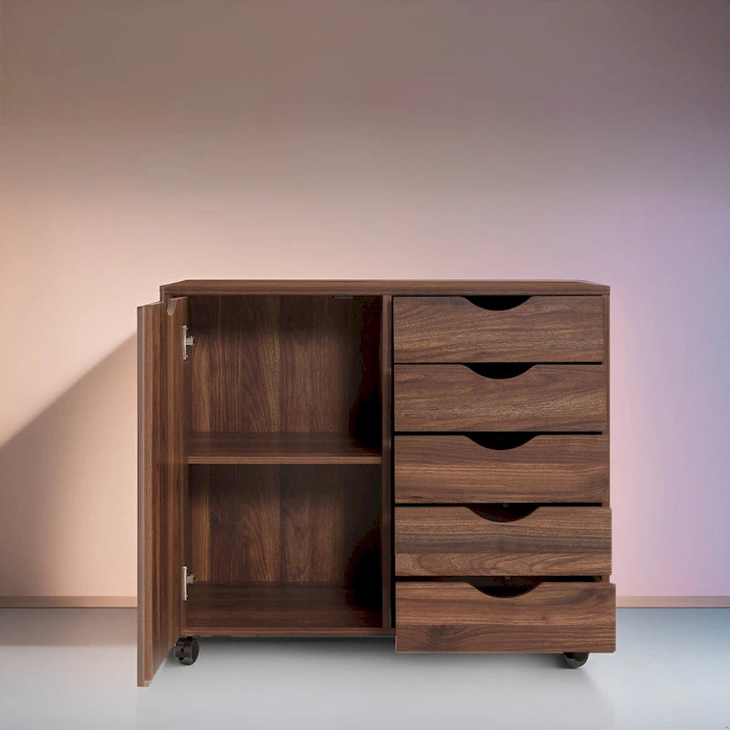Meuble de rangement 5 tiroirs sur roulettes
