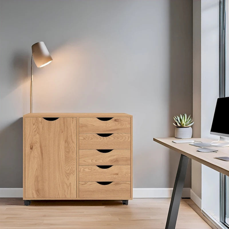 Meuble de rangement 5 tiroirs sur roulettes
