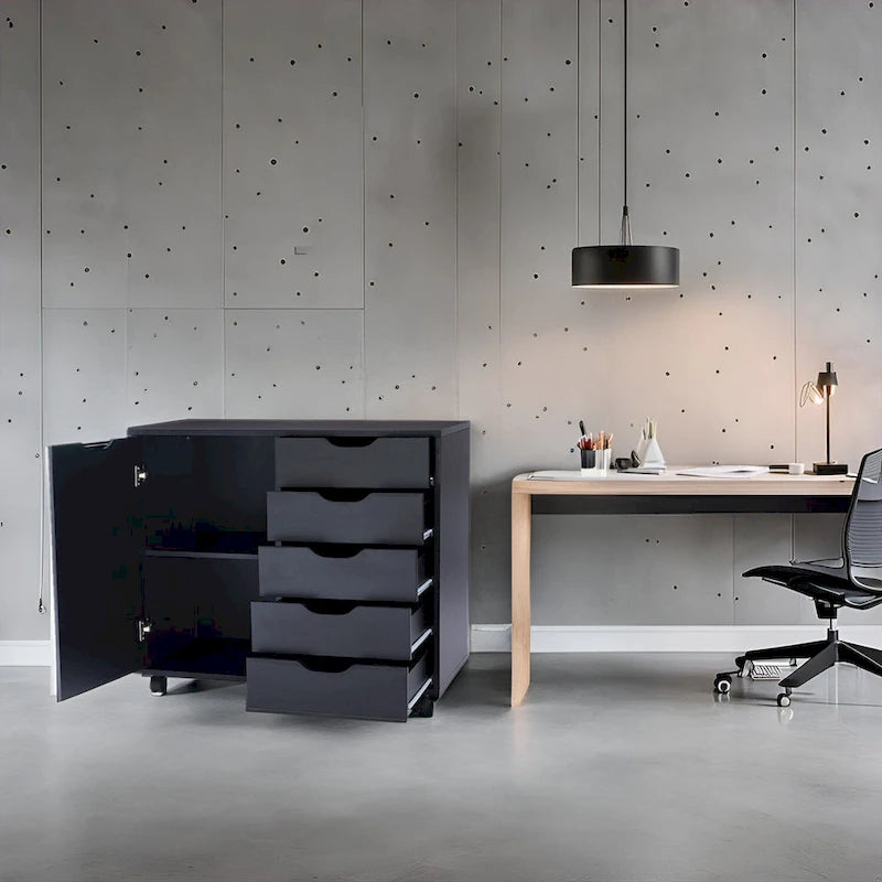 Meuble de rangement 5 tiroirs sur roulettes