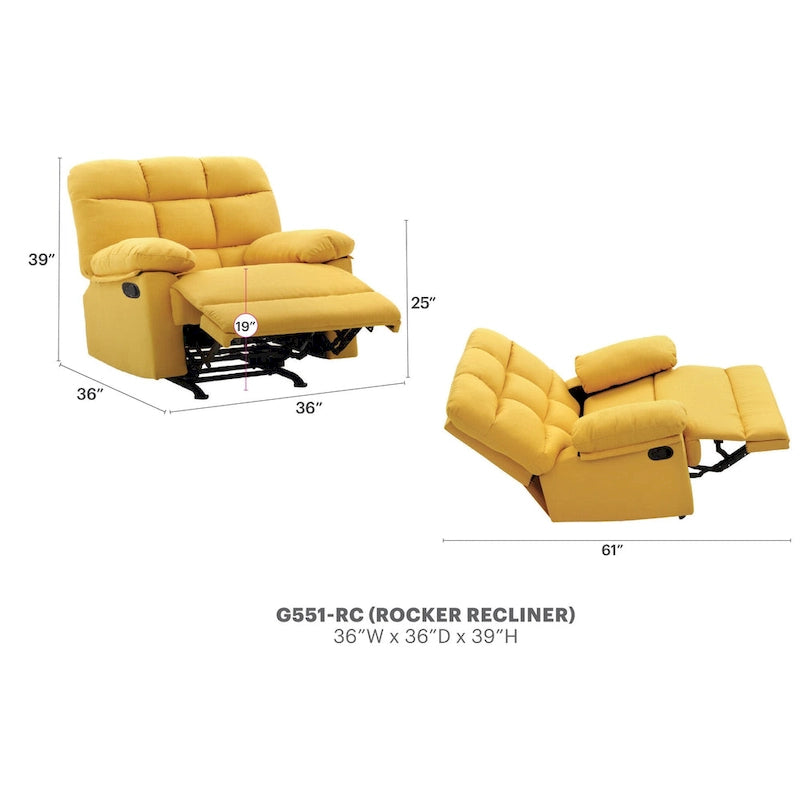 Fauteuil inclinable à bascule en tissu - 37L x 39P x 38H