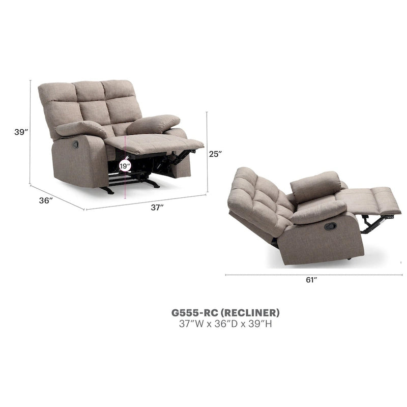 Fauteuil inclinable à bascule en tissu - 37L x 39P x 38H