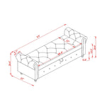 Banc de rangement de 160 cm avec accoudoirs roulés et capitonnage à boutons