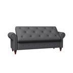Banc de rangement de 160 cm avec accoudoirs roulés et capitonnage à boutons