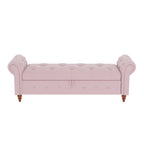 Banc de rangement de 160 cm avec accoudoirs roulés et capitonnage à boutons