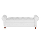 Banc de rangement de 160 cm avec accoudoirs roulés et capitonnage à boutons