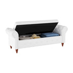 Banc de rangement de 160 cm avec accoudoirs roulés et capitonnage à boutons