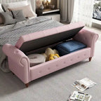 Banc de rangement de 160 cm avec accoudoirs roulés et capitonnage à boutons
