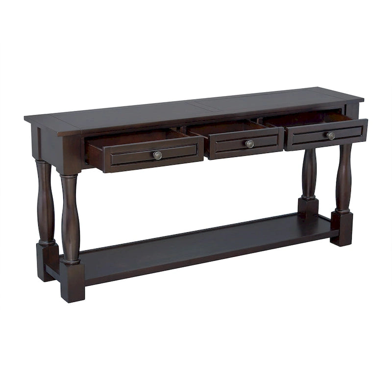 Console de 64 pouces avec tiroirs et étagère inférieure