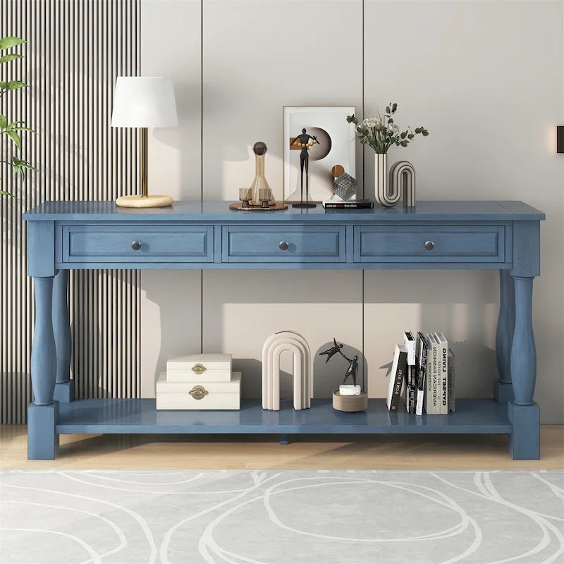 Console de 64 pouces avec tiroirs et étagère inférieure