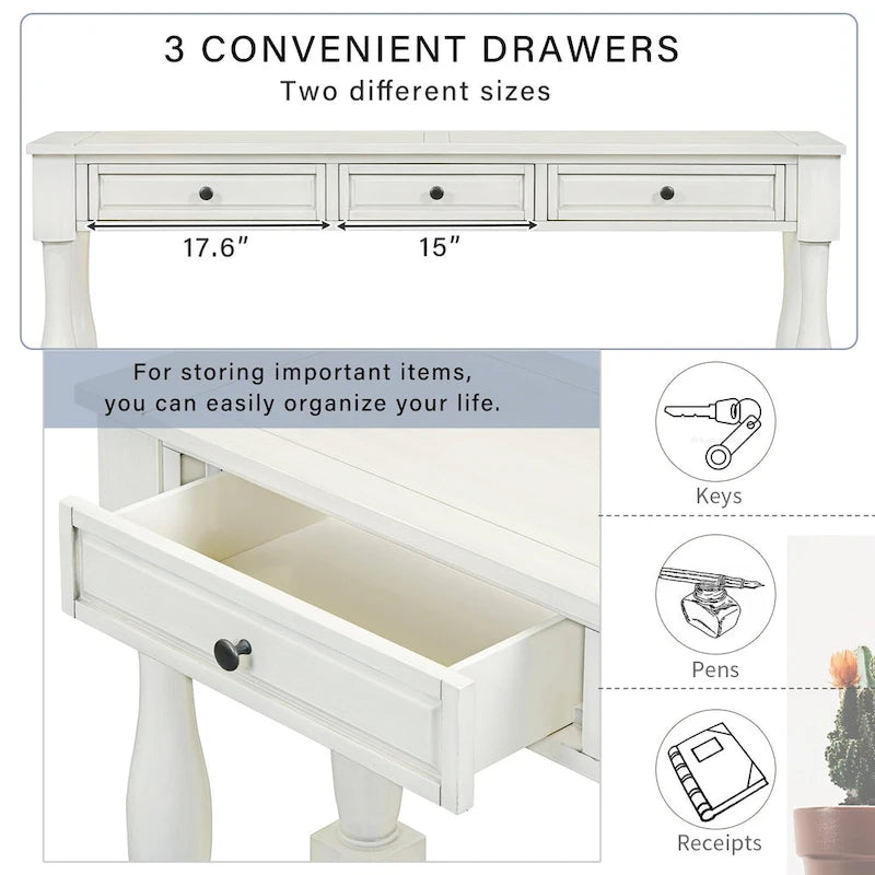Console de 64 pouces avec tiroirs et étagère inférieure