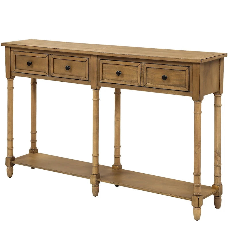 Console de table avec deux tiroirs de rangement et une étagère inférieure pour le salon et l'entrée
