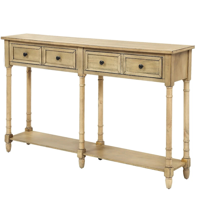 Console de table avec deux tiroirs de rangement et une étagère inférieure pour le salon et l'entrée