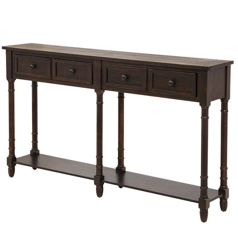 Console de table avec deux tiroirs de rangement et une étagère inférieure pour le salon et l'entrée