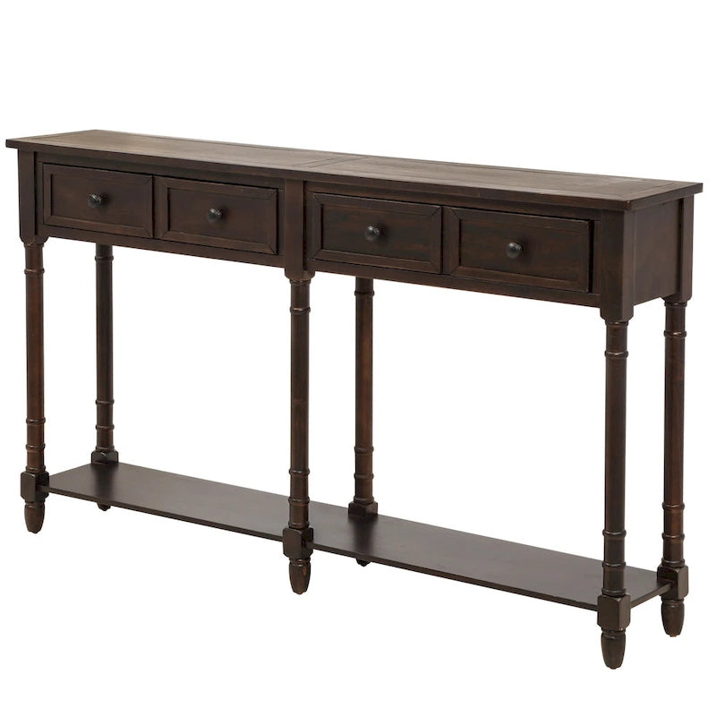 Console de table avec deux tiroirs de rangement et une étagère inférieure pour le salon et l'entrée