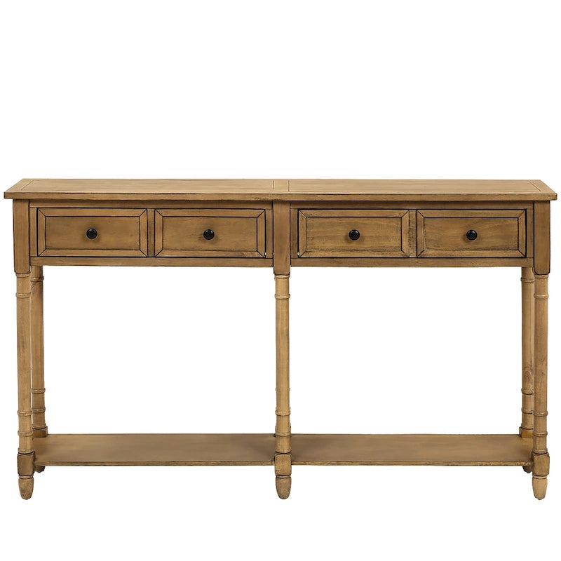 Console de table avec deux tiroirs de rangement et une étagère inférieure pour le salon et l'entrée