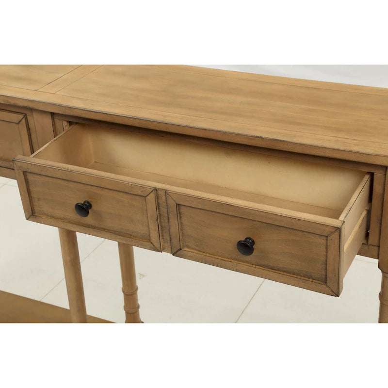 Console de table avec deux tiroirs de rangement et une étagère inférieure pour le salon et l'entrée