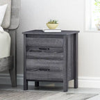 Table de chevet à 2 tiroirs avec surface aspect bois