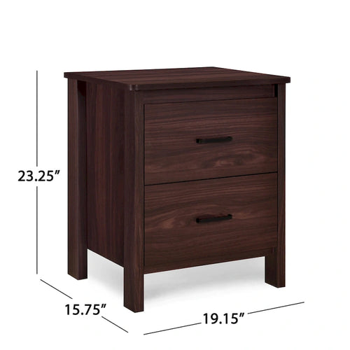 Table de chevet à 2 tiroirs avec surface aspect bois