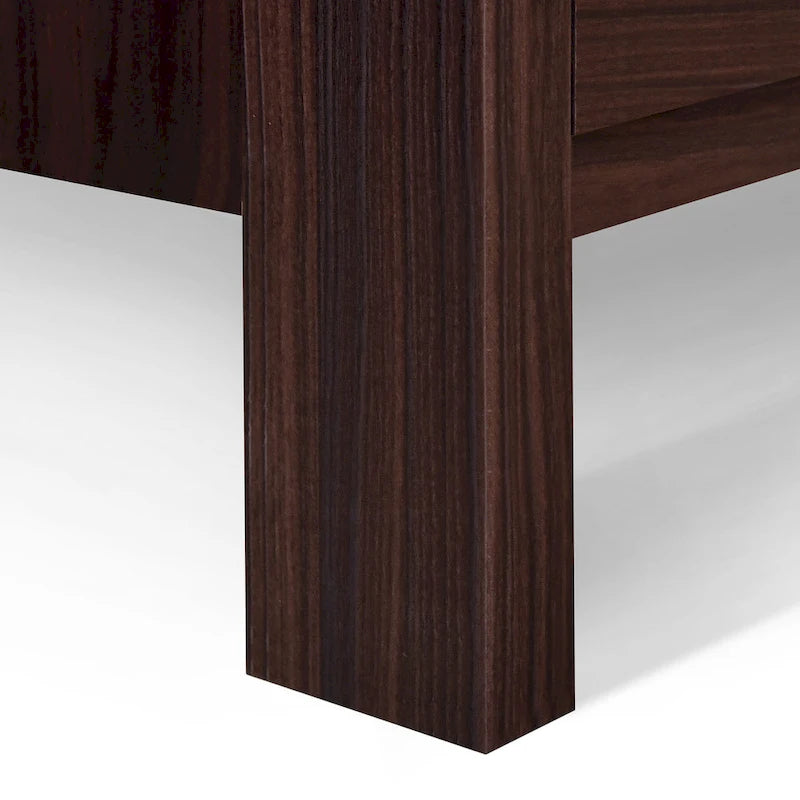 Table de chevet à 2 tiroirs avec surface aspect bois